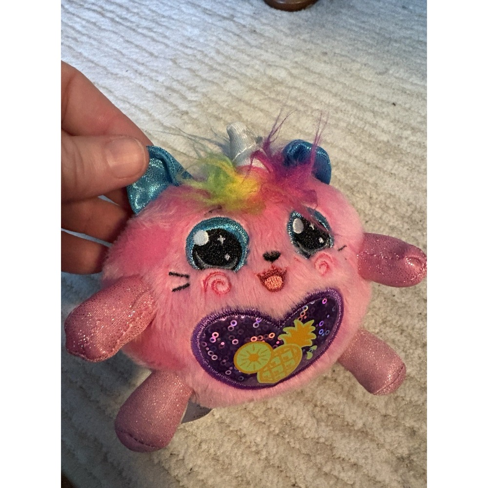 Zuru Rainbocorn Heart Unicorn Plush Pink With Purple Heart Rainbow Color Hair
